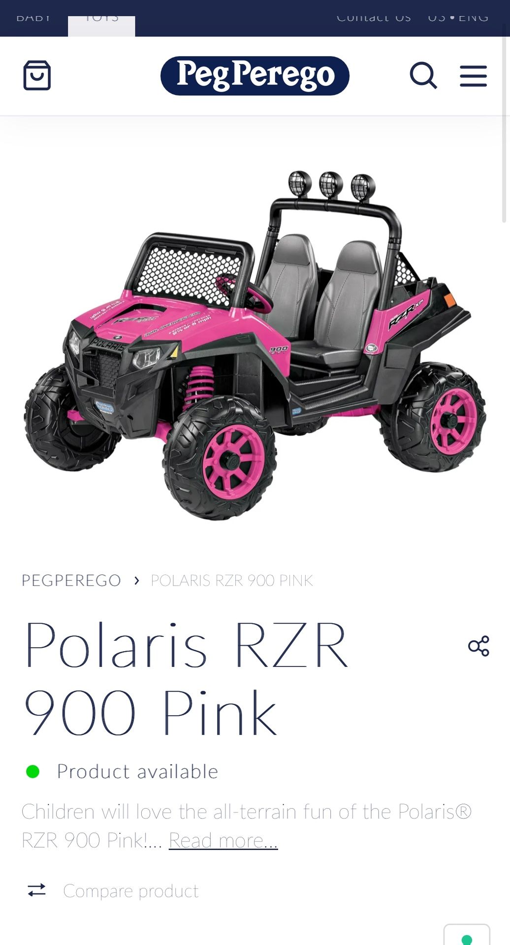 Pink Jeep Peg Perego Polaris RZR 900
