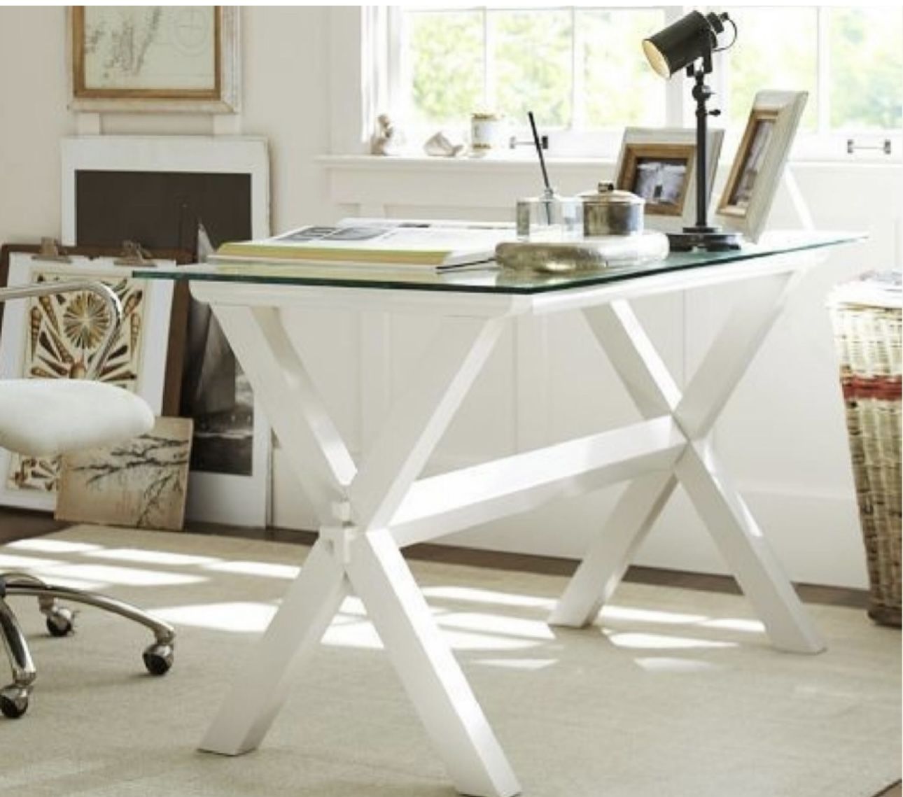 Pottery Barn Ava Glass Top Desk $100