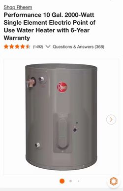 RHEEM 10gallon electric water heater