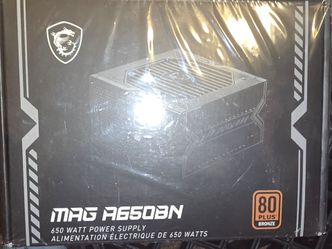 MSI MAG A650BN, Non-Modular Compact 650W Power Supply, 80+ Bronze, Low-Noise Fan, Active PFC Desig