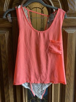 Medium Coral Criss Cross Back Tank Top