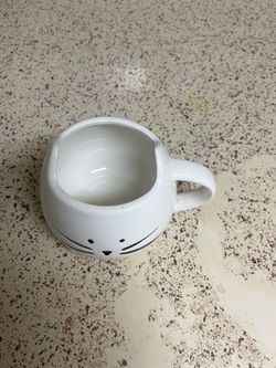 Cute White Cat Ceramic Mug with 3D Ears - Kawaii Coffee Tea Cup
