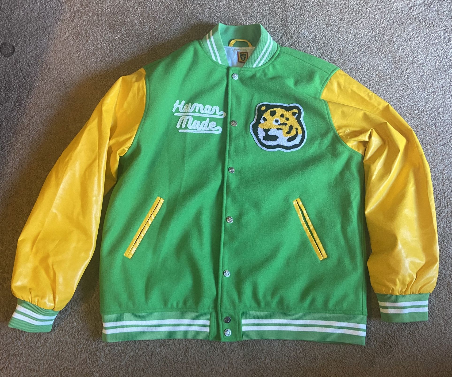Human Made Nigo Varsity Jacket Size XL Green Yellow & Accessories