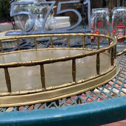 Vintage Oval brass Faux bamboo tray. Hollywood Regency. Chinoiserie. Hand  signed. 20 x 12 x 3. for Sale in Fort Worth, TX - OfferUp