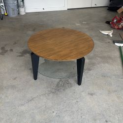 Wooden And Glass Coffee Table 