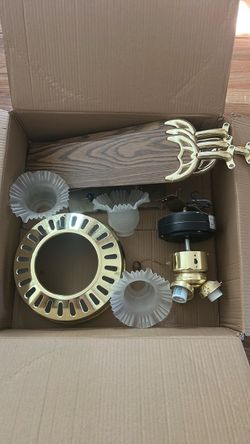 Oak and Brass Ceiling Fan Light