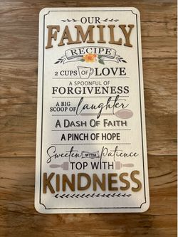 Wall Decor Our Family Recipe Sign