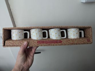 NEW Blue Harbor Collection 4 Mini Mug Set Heart Ceramic 3oz espresso coffee