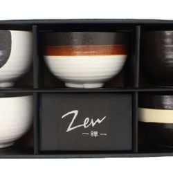 Sale! HINOMARU COLLECTION Zen Japan MINOYAKI (5)Set Rice Bowl GLAZED