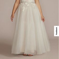  David's Bridal Sparkle Organza Flower Girl Dress with Applique Size 12