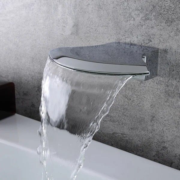 Polished Chrome Wall Mount Bathroom Waterfall Spout Stainless Steel