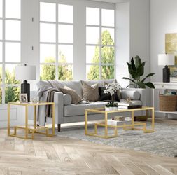 Henn&Hart 45" Wide Rectangular Coffee Table in Brass