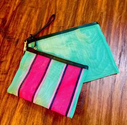 New Vibrant Large 2-Piece Cute Mesh Toiletry Bag Set of 2