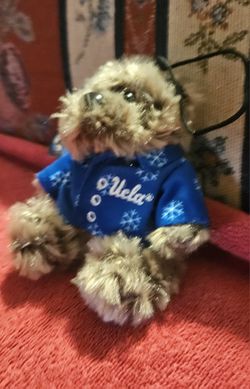 UCLA  MASCOT FACTORY MINI FUZZY BROWN BEAR 5" PLUSH W/HANGING  STRING 