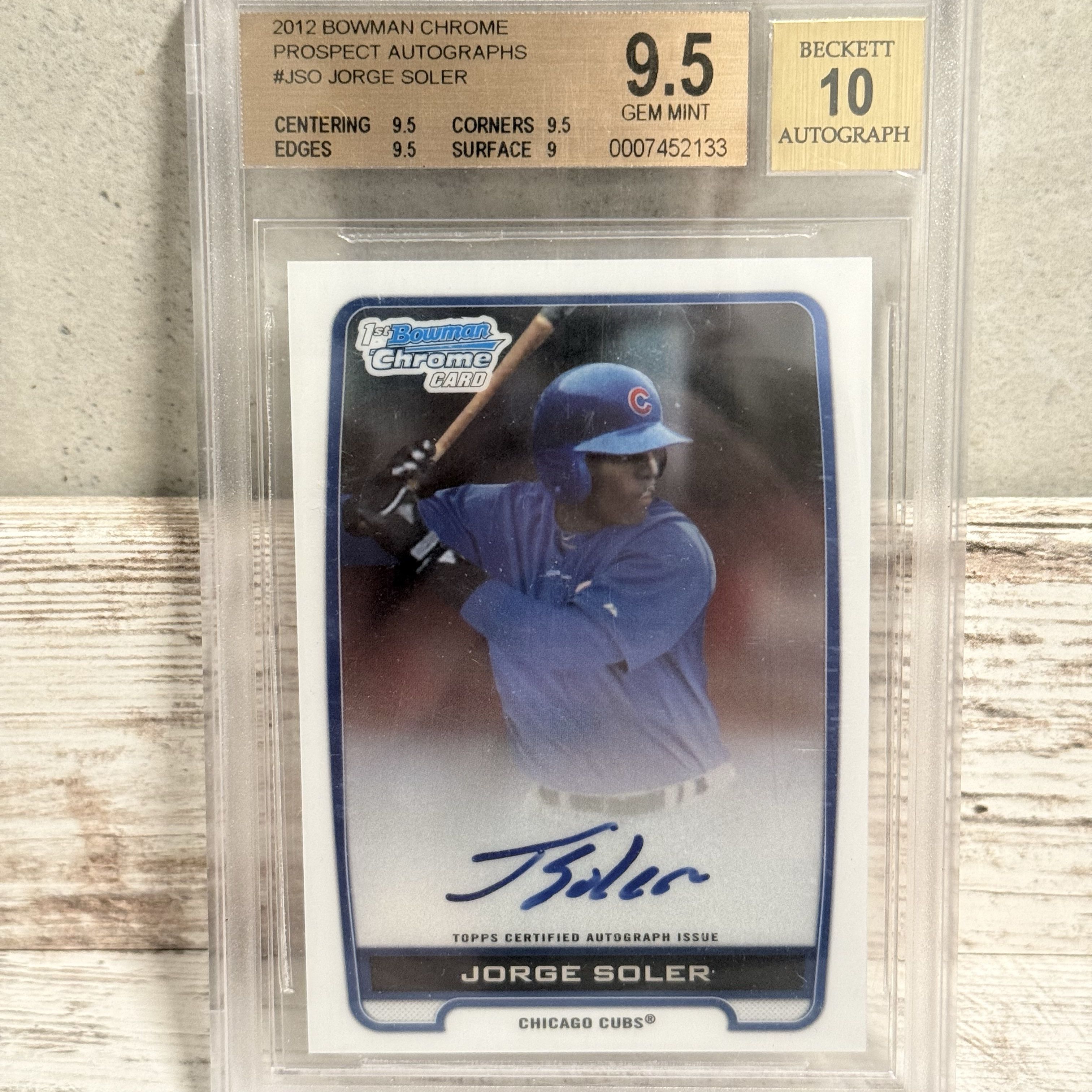 2012 jorge soler Bowman Chrome Jorge Soler BGS 9.5 Auto