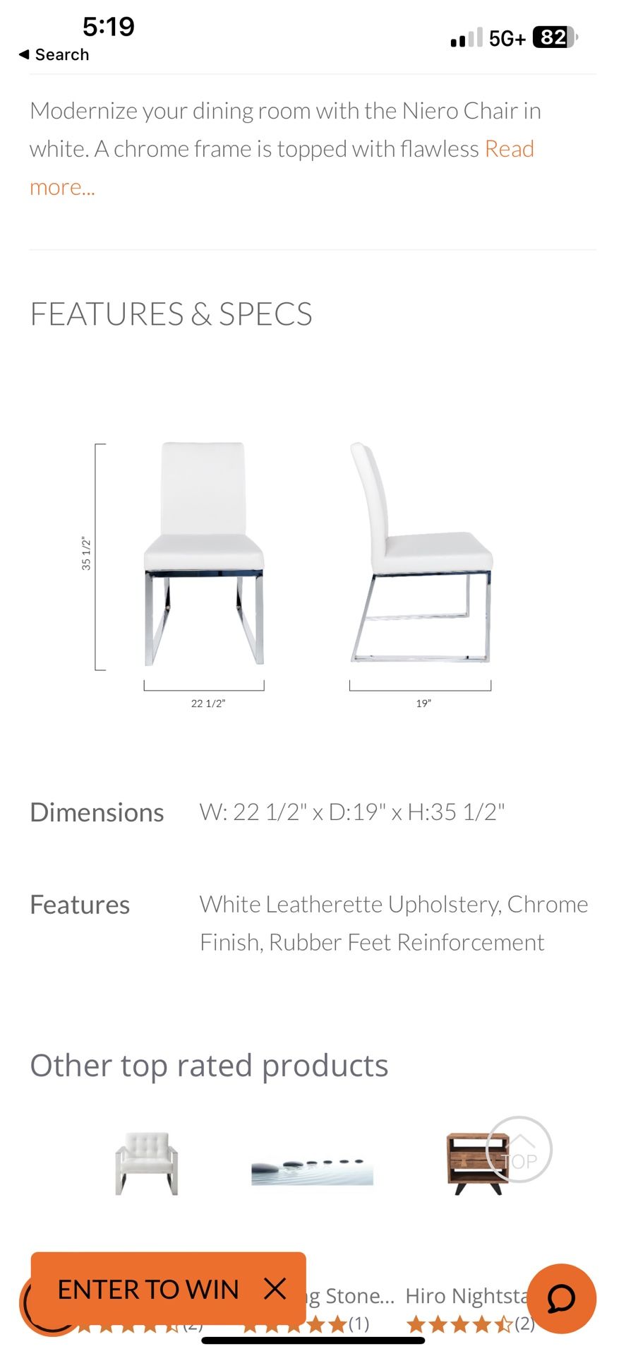 White Leather With Chrome Legs Chair( Set Of Six)