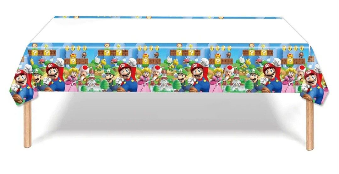 4Pcs Mario Tablecloth Disposable Tablecover Birthday