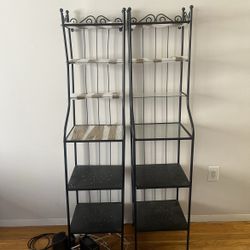 Set Of 2x Tall Ikea Ronnskar Shelf Organizer Unit Black - Glass & Metal