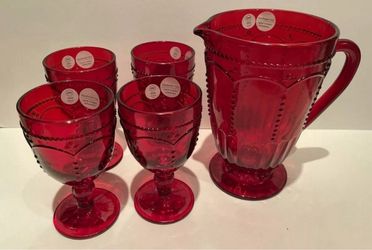 Jarra con copas rojo princess house