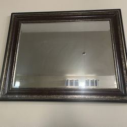 Large 4 X 4 Wall Mirror, Wood Frame With Gold Accents( Like New )