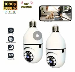 1080P HD PTZ Wi-Fi Smart Light Bulb Security Camera NEW