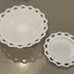 Milk Glass Serving Bowls And Plates