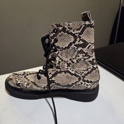 Snake Print Combat Boots 