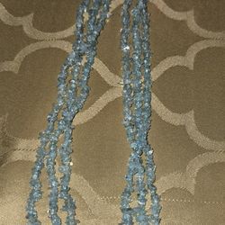 Genuine Aquamarine Chip Triple Strand 20" Necklace.