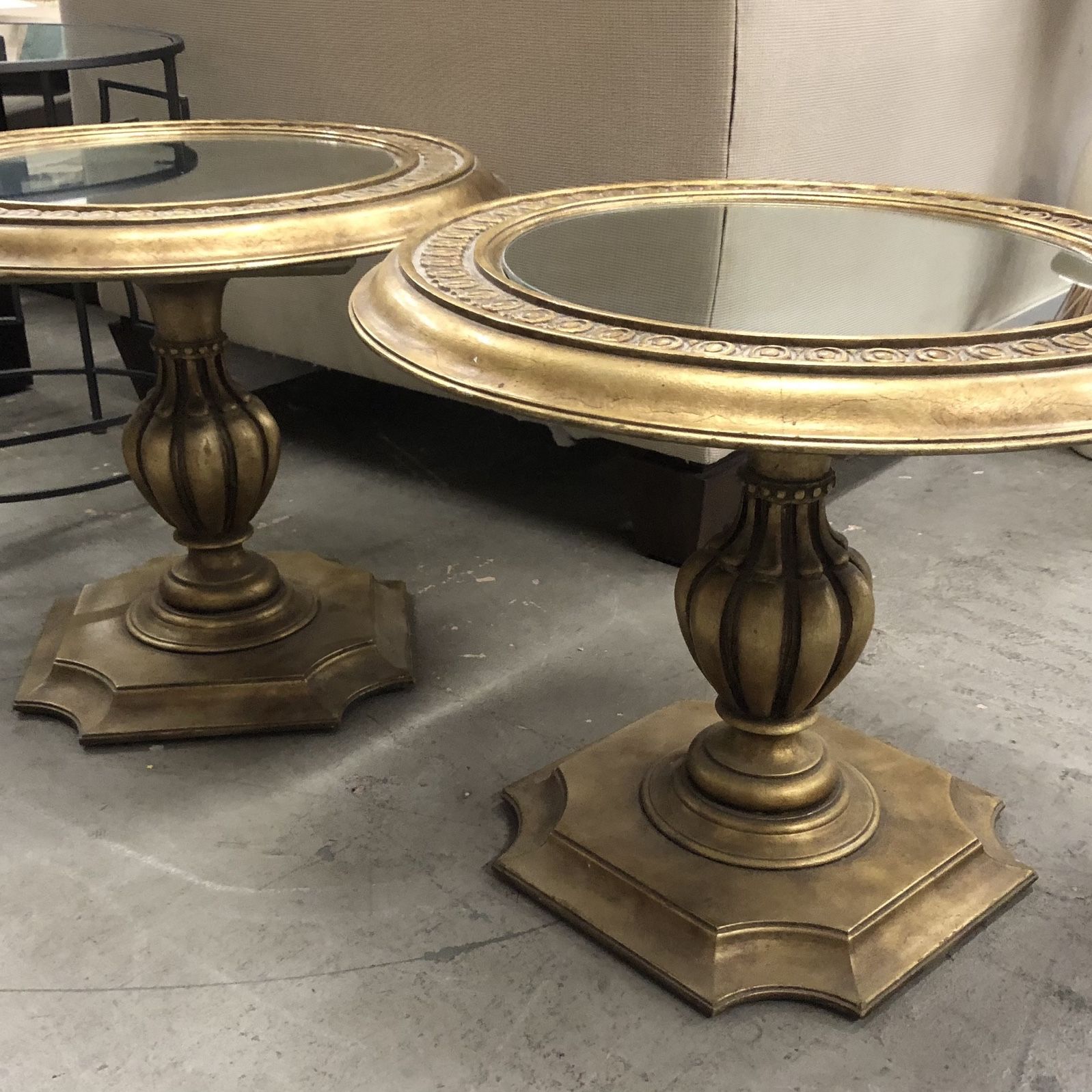 Beautiful Gold Mirror Top Side Tables