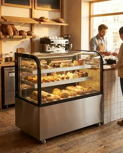 Curved Glass Refrigerated Bakery Display Case With LED