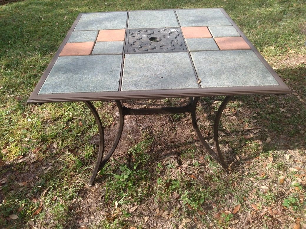 Interchangeable Tile Top Aluminum Table. 