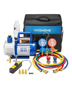 4CFM Vacuum Pump & Manifold Gauge Set
