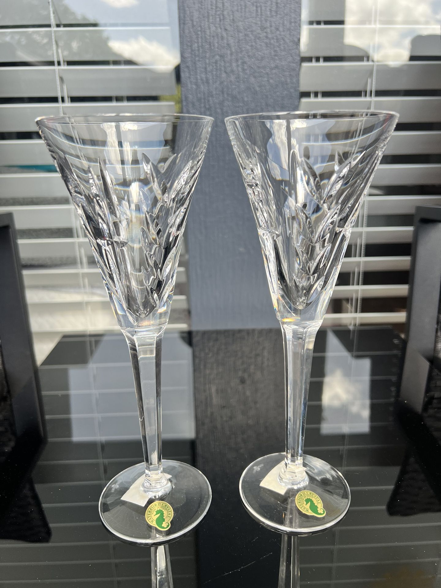 Set Of 2 Vintage Waterford Crystal Champagne Made In Italy
