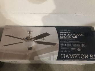 Hampton Bay Abbeywood 60 in. LED Brushed Nickel Ceiling Fan With Light Kit