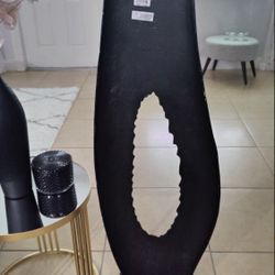 ALUMINUM METAL ABSTRACT DECORATIVE SCULPTURE TEARDROP HOME DECOR STATUA WITH BROWN BASE 12X5X3 BY 50