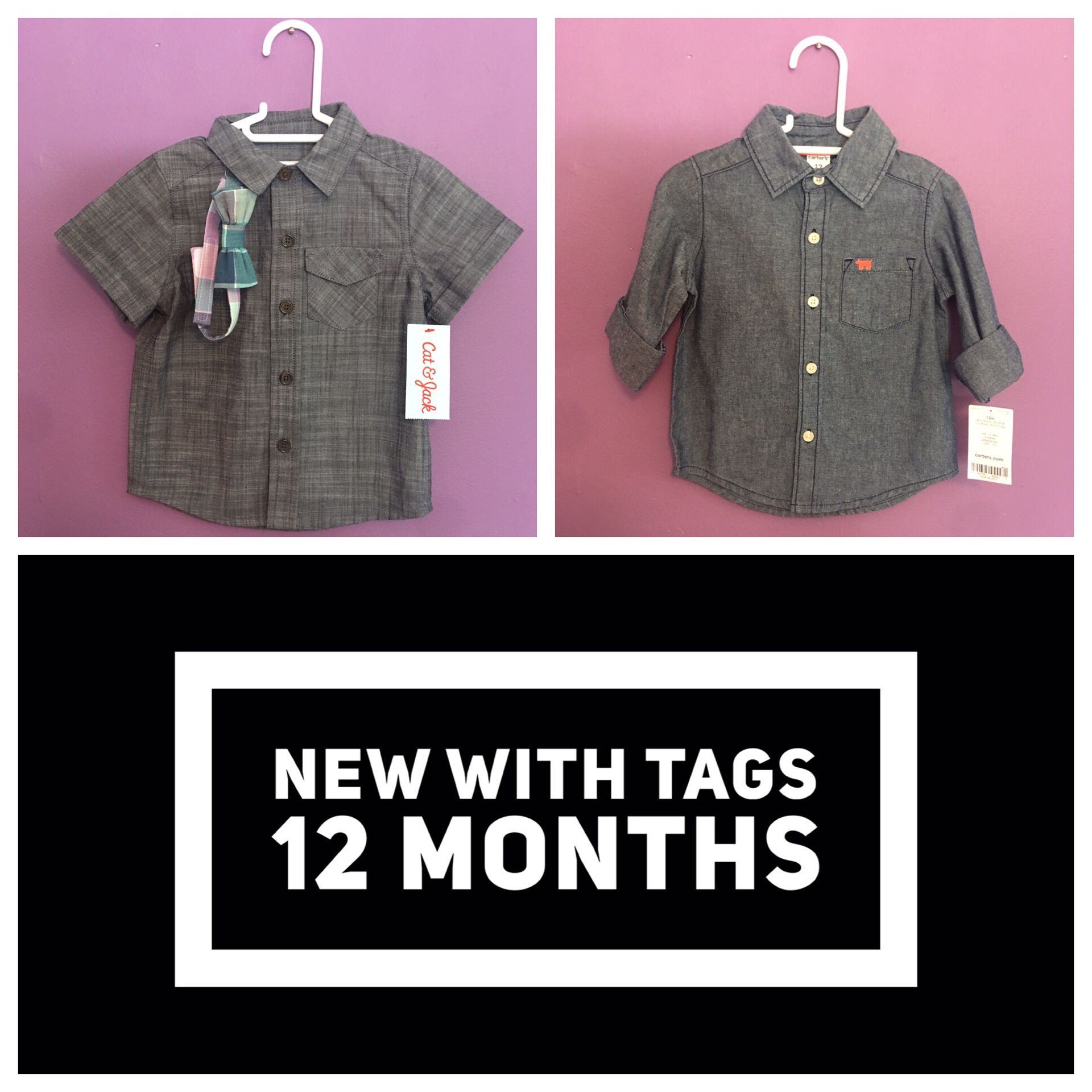 2 New With tags Baby Boy Dress Up Shirts | 12 Months