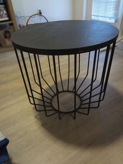 Round Side Table with Wire Cage Base