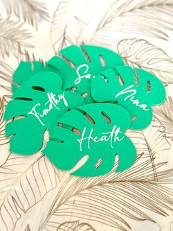 Wedding Tropical Monstera Leaf Place Cards 
