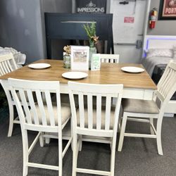 7pcs Dining Set ((Table & 6 Chairs))