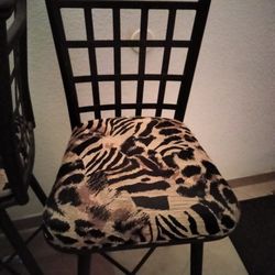 4 METAL BAR STOOLS (Safari Print Fabric)
