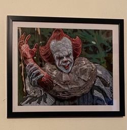 It Clown Pennywise Custom Art Piece on black frame