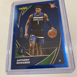 2021 NBA STICKERS AND CARD ANTHONY EDWARDS RC BLUE FOIL/299