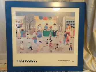Framed Art Poster - Cultural Currents Market Scene "La Feria en Reynosa" by Carmen Lomas Garza"