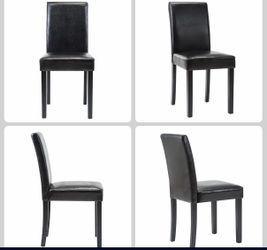 2 Black Faux Leather Dining Chairs