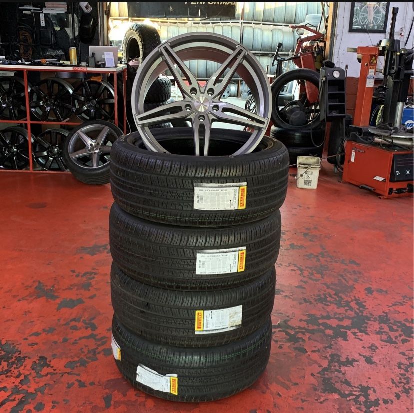 Set Of 20x9 Sothis Rims 5x114.3 (5x4.5) With New Pirelli 275/45-20 Tires