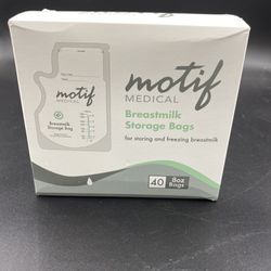 NIB Motif Medical Breastmilk 40 Count 8 oz Storage Bags BPA Free Leakproof NEW