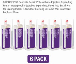 DRICORE PRO Polyurethane Injection Foam Concrete Crack Repair (6 PCS)