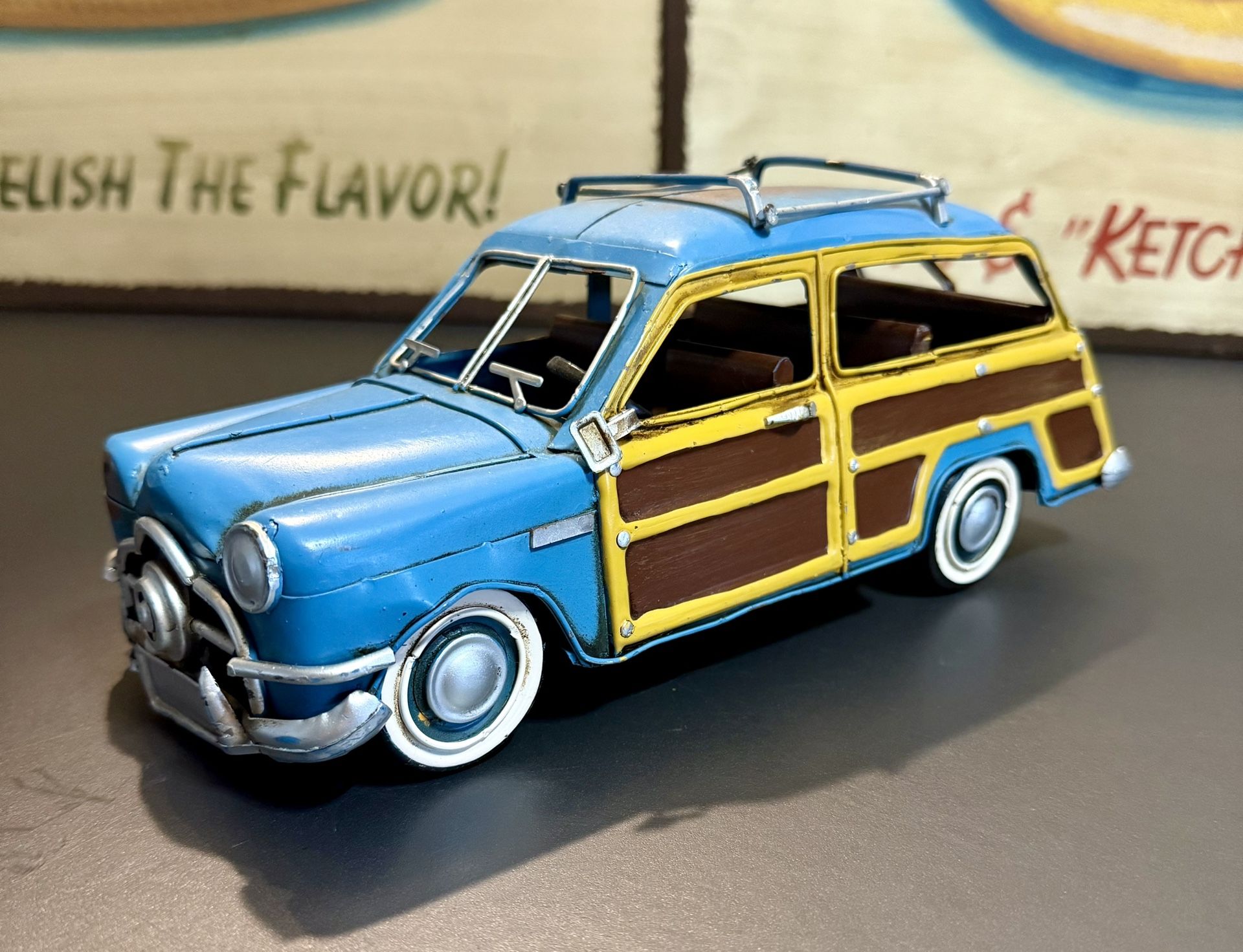Old Modern Handicrafts 1949 Ford Country Squire Station Wagon Distressed Metal