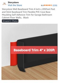Wall Baseboard Trim 4 Inch x 205Feet Peel and Stick Baseboard
