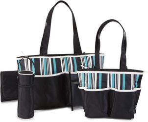 Babyboom Diaper Bag in Black with Teal - 5pc